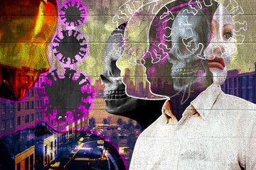 Coronavirus Abstract Collage Skulls