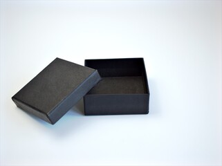 Empty jewelry black box isolated on white background	