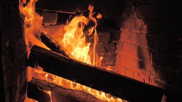 calming fire in fireplace slow