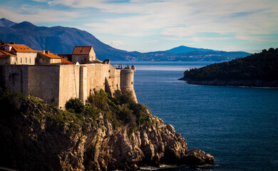 stone walls and sea in Dubrovnik 