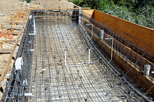 Rebar steel complete for new swimming pool