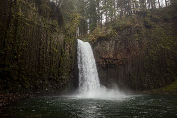 Side angle view of  Abiqua Falls, Oregon