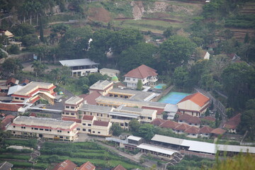 Malang city atmosphere seen from above, East Java, Indonesia
