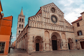 Fototapeta na wymiar Beautiful ancient cathedral of St. Anastasia. Zadar town, Croatia.