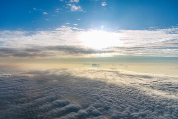 Fototapeta premium Aerial Landscape View. Beautiful blue sky with clouds