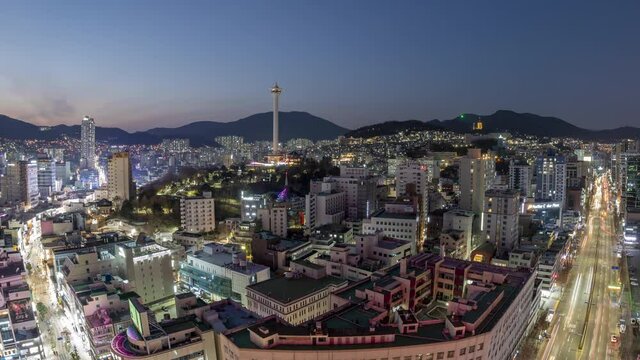 Seoul City Skyline at Dusk with Namsan Tower