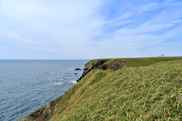 断崖絶壁の落石岬の情景＠根室、北海道