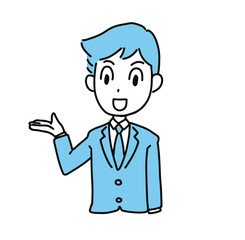 イラスト素材：案内するビジネスマン