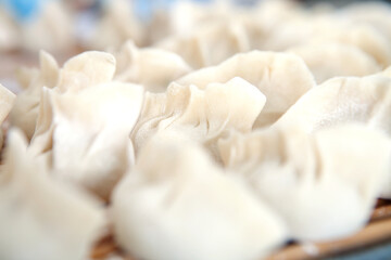 Fototapeta na wymiar Wrapped white noodle dumplings