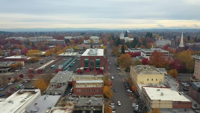 Aerial of downtown Salem Oregon