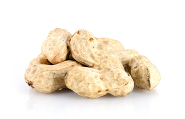 Peanuts on white background
