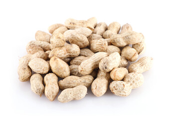 A pile of peanuts on white background