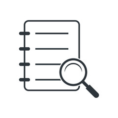 Document with magnifier loupe business concept. vector illustration