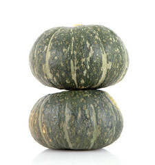 Two pumpkins on white background