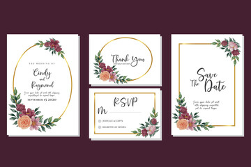 Floral Watercolor Wedding invitation; flowers, leaves, watercolor, isolated on white. Sketched wreath, floral and herbs garland with green, greenery color. Hand drawn Vector Watercolor