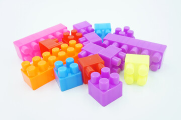 colored stacking blocks on a white background