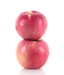 Two red apples on white background
