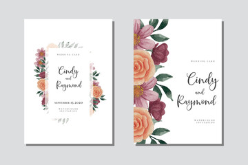 Floral Watercolor Wedding invitation; flowers, leaves, watercolor, isolated on white. Sketched wreath, floral and herbs garland with green, greenery color. Hand drawn Vector Watercolor