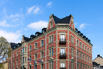 Fototapeta na wymiar Beautiful Architecture. Historical building in Stockholm, Sweden