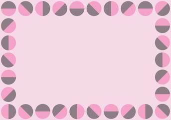 Repetition pattern of pink and grey circle with soft pink background