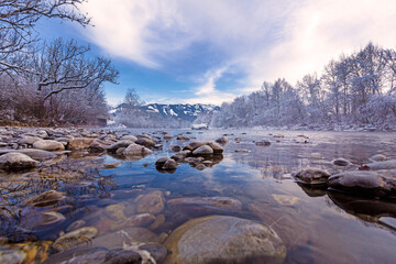Iller - Sonthofen - Eis - malerisch - Frost - Winter