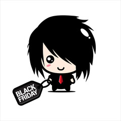 black friday celebration cute character vector design