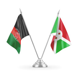 Burundi and Afghanistan table flags isolated on white 3D rendering 