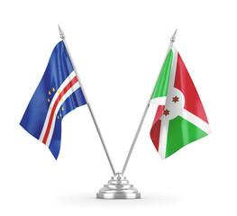 Burundi and Cape Cabo Verde table flags isolated on white 3D rendering 