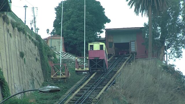 The vintage Funicular in Valparaiso, Pacific Coast, Chile. 
