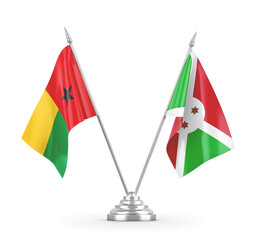 Burundi and Guinea-Bissau table flags isolated on white 3D rendering