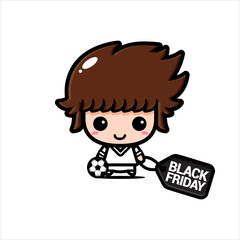 black friday celebration cute character vector design