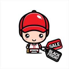  black friday celebration cute character vector design
