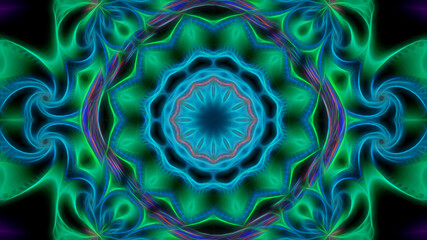 Fototapeta premium Abstract fractal neon kaleidosco background.