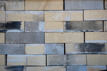 brick wall with different color stone