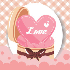 illustrations of valentine gift box with seamless pattern.