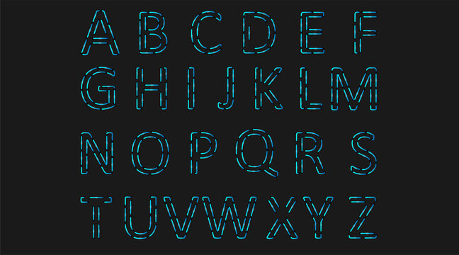 letter a-z vector design. neon night style lights flaming blue