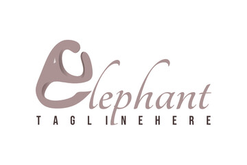 Vector logo element with an elephant head illustration with initials 
