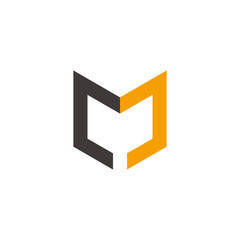 vector of abstract letter mj simple geometric shadow logo