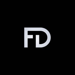 FD letter logo vector icon on black background illustration