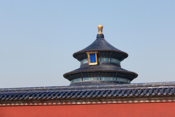 Temple of Heaven Praying Hall and Blue Tile Red Wall