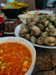 Seafood wit spicy sauce.