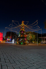 Obraz premium Beautiful view of the San Blas Church in Nicoya Guanacaste with Christmas decorations in Costa Rica 