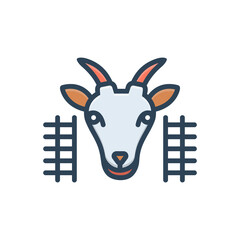 Color illustration icon for goat in pen