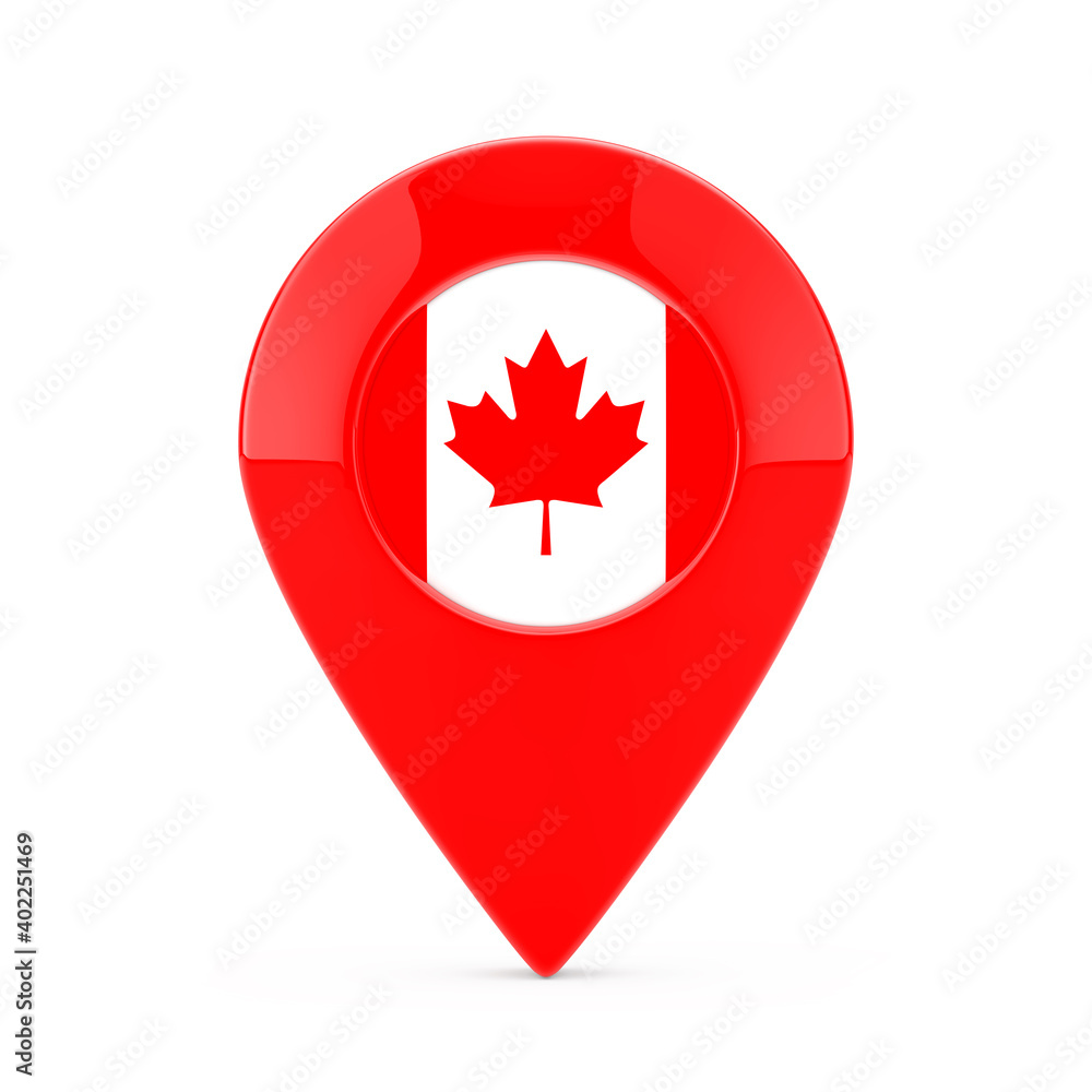 Leinwandbilder map pointer pin with canadian flag. 3d rendering