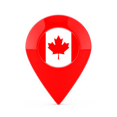 Map Pointer Pin with Canadian Flag. 3d Rendering