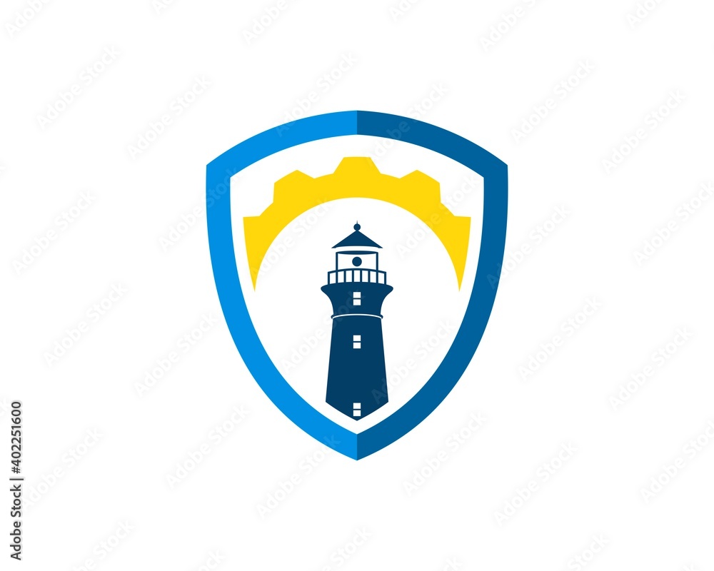 Sticker protection shield with lighthouse and gear