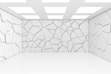 Empty Room with Cell Light and Stone Walls. 3d Rendering