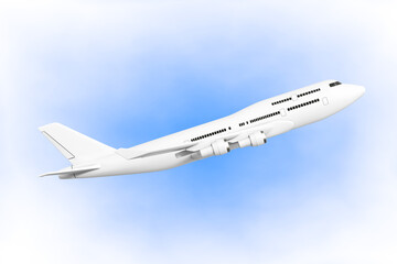 White Jet Passengers Airplane. 3d Rendering