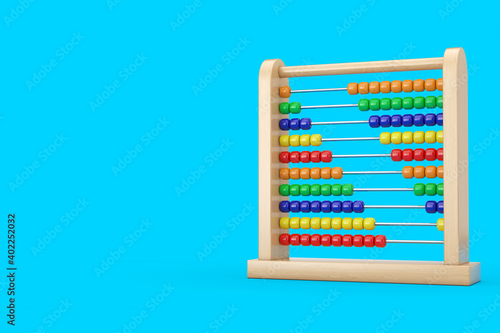 Poster colourful children toy brain development abacus. 3d rendering