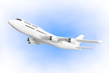 Fototapeta na wymiar White Jet Passengers Airplane. 3d Rendering